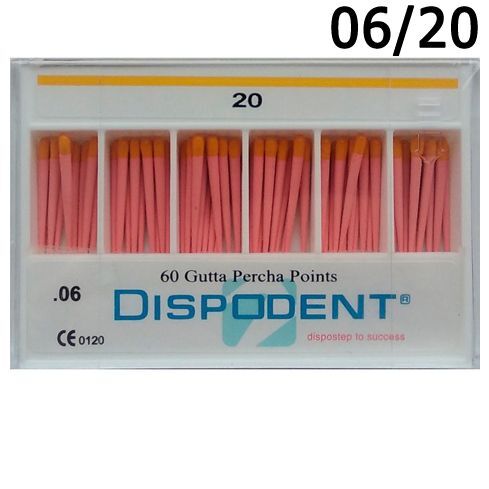 Гуттаперчи Дисподент конус 06 №20 (60шт)