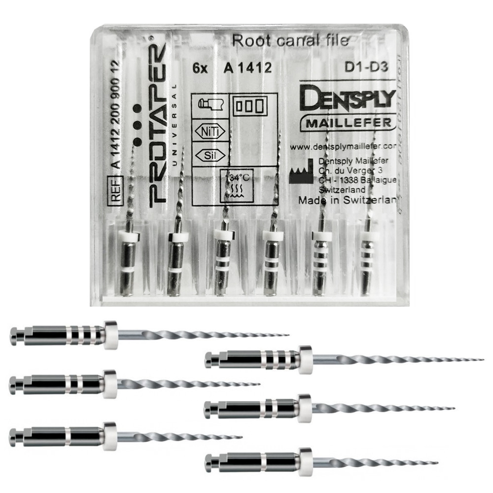 Машинные файлы ProTaper для перелечивания, ассорти D1-D3 (6шт), МАЛИФЕР