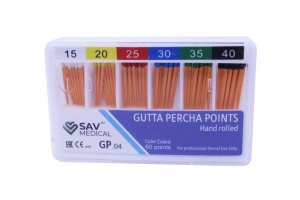 Гуттаперчи SAV MEDICAL конус 04 №15-40, (60шт)