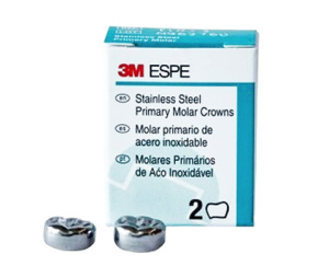 Коронки STEEL CROWNS (первый нижний правый моляр р-р3 (2шт), D-LR-3, 3M