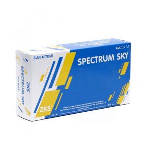 Перчатки нитриловые XS (5-6), 100шт, голубые, Spectrum SKY