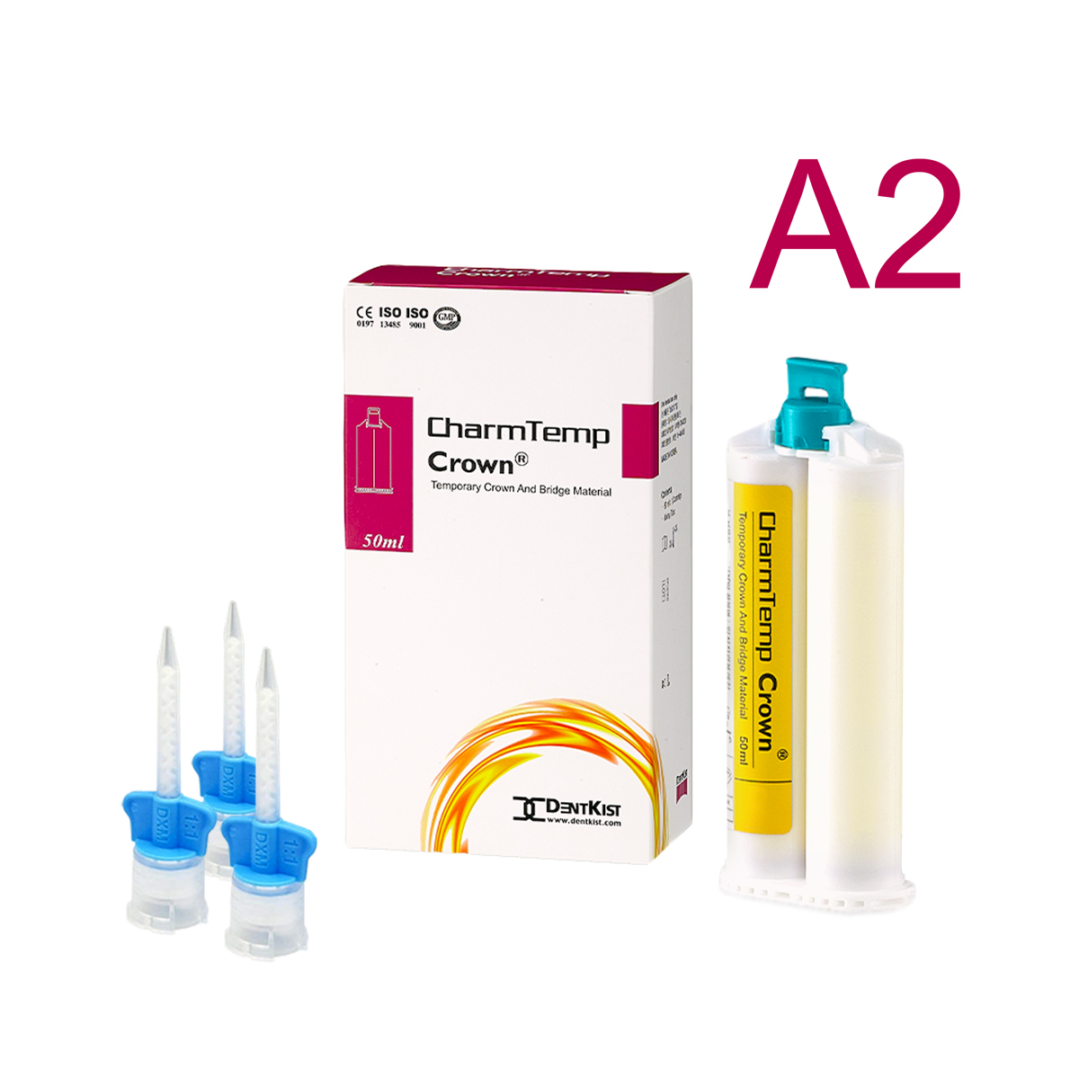 ЧармТемп Краун (CharmTemp Crown), A2, материал для изготовления временных коронок, 50мл+10канюль, DentKist